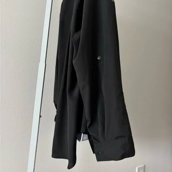 Michael Kors Blouse 2X Zip Pockets V Neck Quiet Luxury Dark Academia Soft Girl - Picture 9 of 12